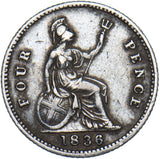 1836 Groat (Fourpence) - William IV British Silver Coin - Nice