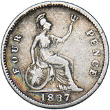 1837 Groat (Fourpence) - William IV British Silver Coin