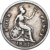 1837 Groat (Fourpence) - William IV British Silver Coin