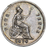 1838 Groat (Fourpence) - Victoria British Silver Coin - Nice