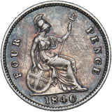 1840 Groat (Fourpence) - Victoria British Silver Coin