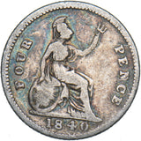 1840 Groat (Fourpence) - Victoria British Silver Coin