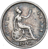 1842 Groat (Fourpence) - Victoria British Silver Coin