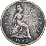 1842 Groat (Fourpence) - Victoria British Silver Coin