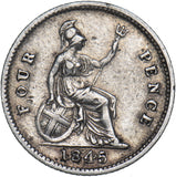 1845 Groat (Fourpence) - Victoria British Silver Coin