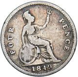 1849 Groat (Fourpence) - Victoria British Silver Coin