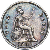 1854 Groat (Fourpence) - Victoria British Silver Coin