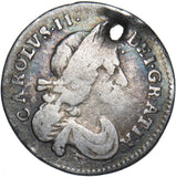 1677 Threepence (Holed) - Charles II British Silver Coin