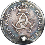 1677 Threepence (Holed) - Charles II British Silver Coin