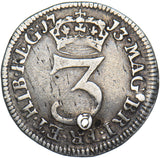 1713 Threepence (Holed) - Anne British Silver Coin