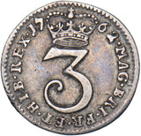 1762 Threepence - George III British Silver Coin
