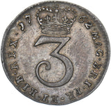 1762 Threepence - George III British Silver Coin - Very Nice