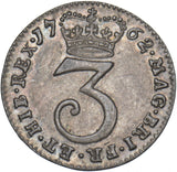 1762 Threepence - George III British Silver Coin - Very Nice