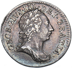 1763 Threepence - George III British Silver Coin - Very Nice