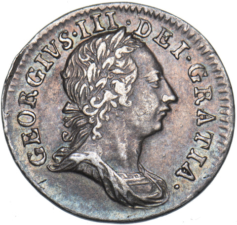 1763 Threepence - George III British Silver Coin - Very Nice
