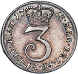1763 Threepence - George III British Silver Coin - Very Nice