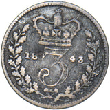 1843 Threepence - Victoria British Silver Coin