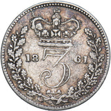 1861 Threepence - Victoria British Silver Coin