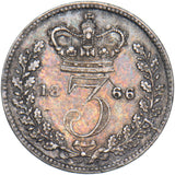 1866 Threepence - Victoria British Silver Coin - Nice