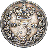 1868 Threepence - Victoria British Silver Coin