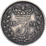 1871 Threepence - Victoria British Silver Coin - Very Nice