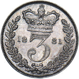 1881 Threepence - Victoria British Silver Coin - Very Nice