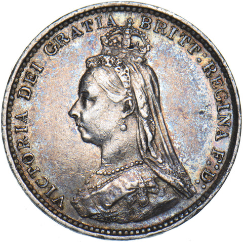1887 Threepence - Victoria British Silver Coin - Very Nice