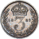 1887 Threepence - Victoria British Silver Coin - Very Nice