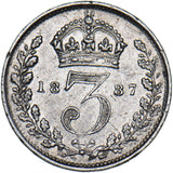 1887 Threepence - Victoria British Silver Coin - Nice