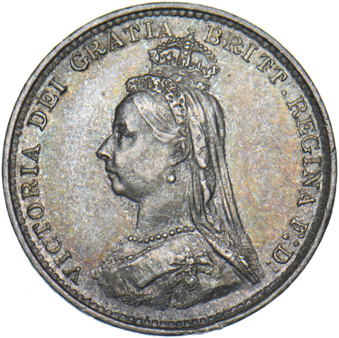 1887 Threepence - Victoria British Silver Coin - Very Nice