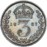 1887 Threepence - Victoria British Silver Coin - Very Nice