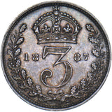 1887 Threepence - Victoria British Silver Coin - Very Nice