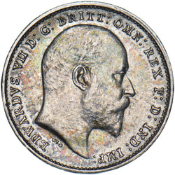 1902 Threepence - Edward VII British Silver Coin - Very Nice