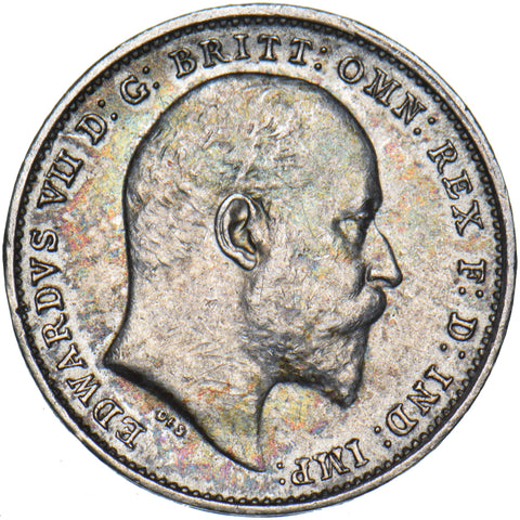 1902 Threepence - Edward VII British Silver Coin - Very Nice