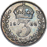 1902 Threepence - Edward VII British Silver Coin - Very Nice