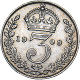 1909 Threepence - Edward VII British Silver Coin - Nice