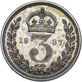 1937 Maundy Threepence - George VI British Silver Coin - Superb