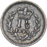 1839 Threehalfpence - Victoria British Silver Coin