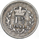 1841 Threehalfpence - Victoria British Silver Coin