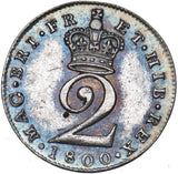 1800 Maundy Twopence - George III British Silver Coin - Very Nice