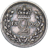 1829 Maundy Twopence - George IV British Silver Coin - Very Nice
