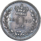 1832 Maundy Twopence - William IV British Silver Coin - Very Nice