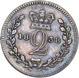 1838 Maundy Twopence - Victoria British Silver Coin - Nice