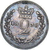 1838 Maundy Twopence - Victoria British Silver Coin - Very Nice