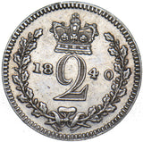 1840 Maundy Twopence - Victoria British Silver Coin - Nice