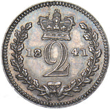 1841 Maundy Twopence - Victoria British Silver Coin - Very Nice