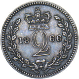 1866 Maundy Twopence - Victoria British Silver Coin - Very Nice