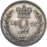1874 Maundy Twopence - Victoria British Silver Coin - Superb