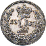1881 Maundy Twopence - Victoria British Silver Coin - Very Nice