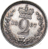 1887 Maundy Twopence - Victoria British Silver Coin - Very Nice